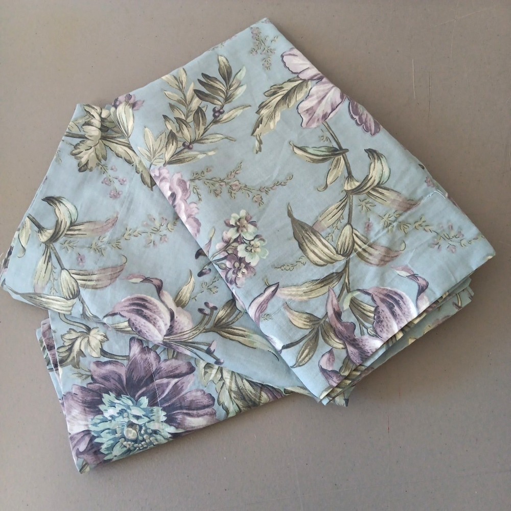 3 Dan River Pillow‎ Shams Standard Blue Floral Cottagecore NOS Set Prairie BOHO